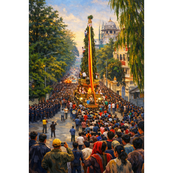 काठमाडौंमा सेतो मच्छेन्द्रनाथको रथयात्रा सुरु, असनसम्म रथ पुर्‍याइयो