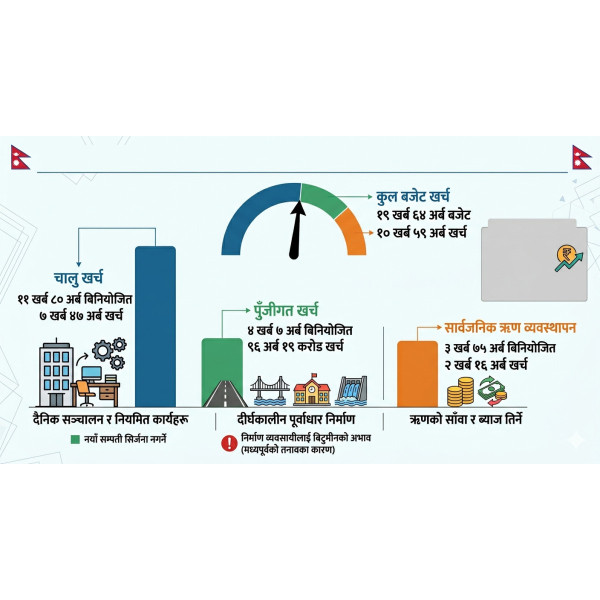 ९ महिनामा ५४ प्रतिशत बजेट खर्च, पुँजीगत खर्च न्यून